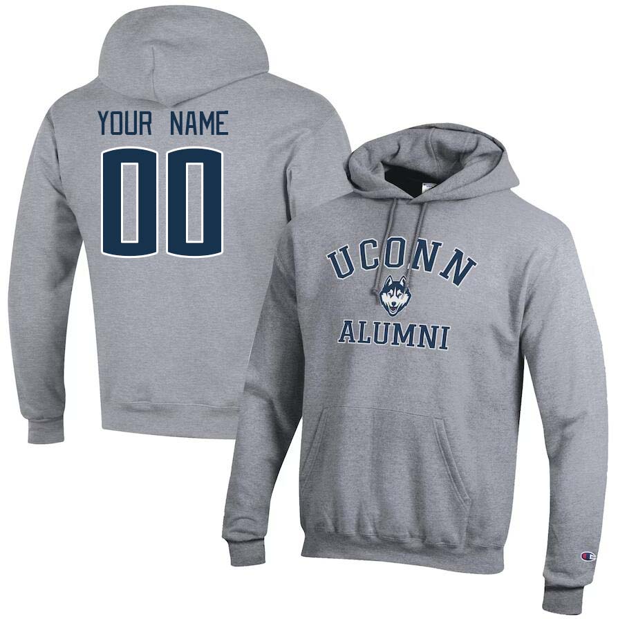 Custom Uconn Huskies Name And Number College Hoodie-Gray - Click Image to Close